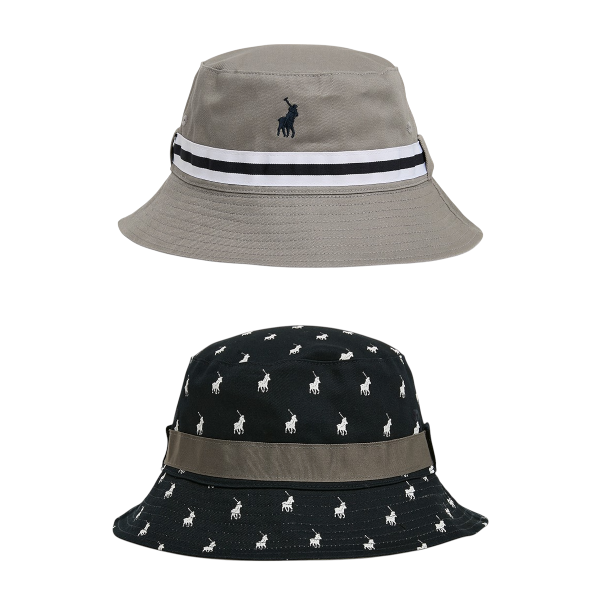 Polo Mens Monogram Reversible Bucket Hat In Grey Multi
