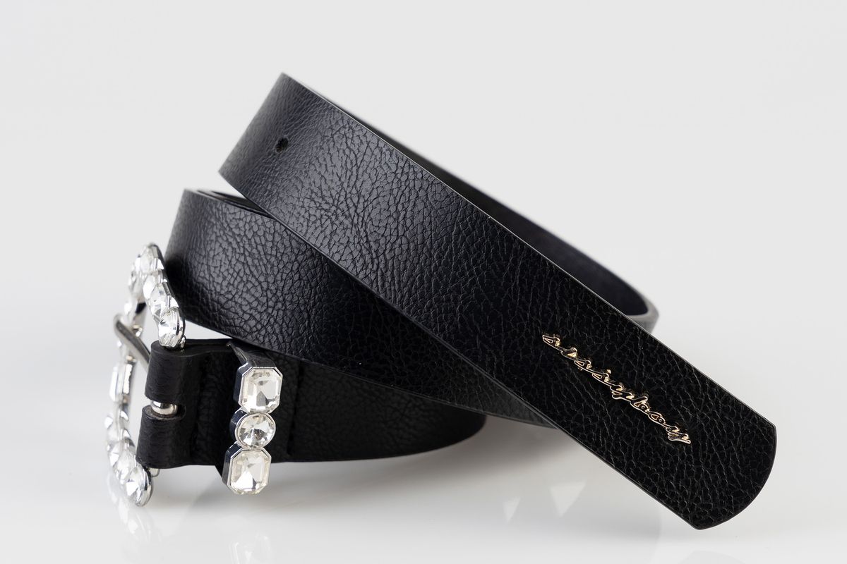 Sissy boy Womens Stone Heart Belt In Black