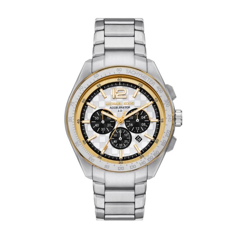 Michael Kors Mens Accelerator Watch In Silver & Gold