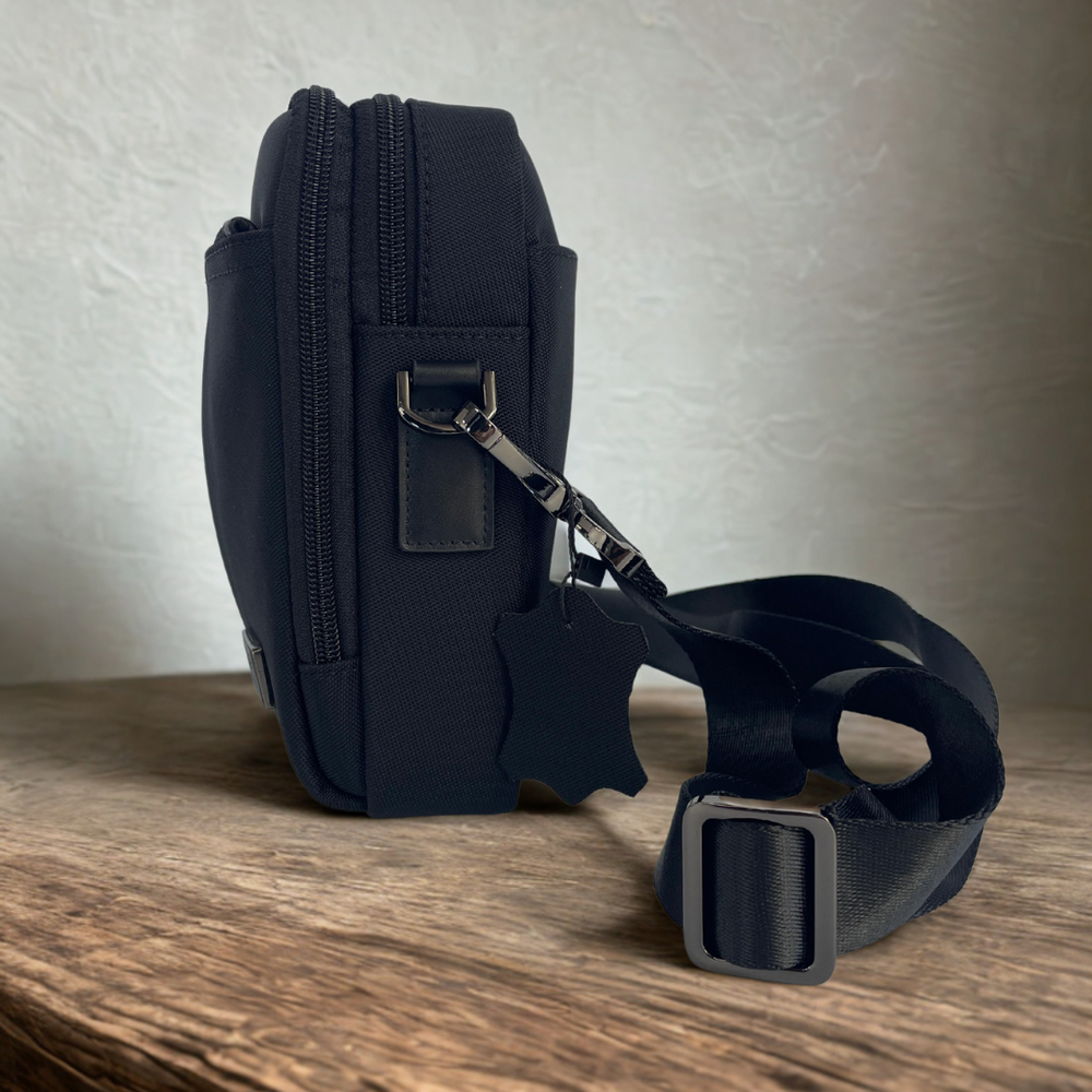 Lefel Balistic Nylon Medium Sling Bag In Black
