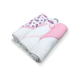 Mother's Choice 3Pc Hooded Towels And 3Pc Facecloths Ladybug in White/Pink