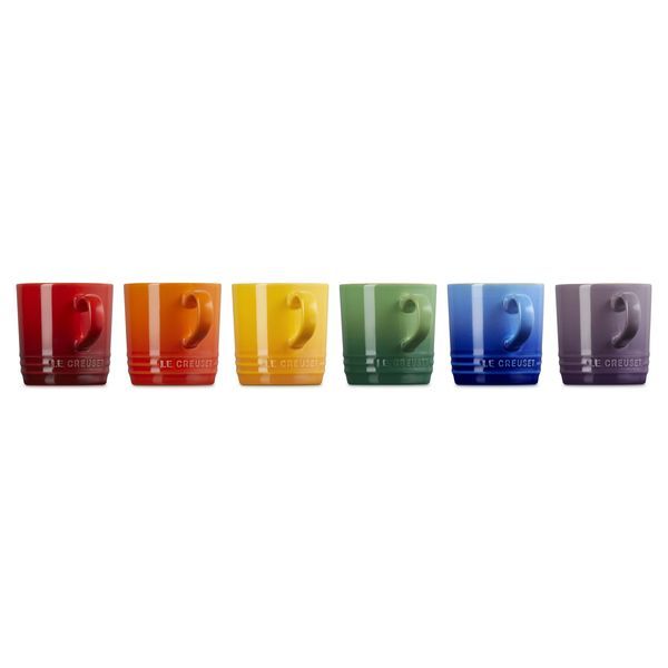 Le Creuset Rainbow Set of 6 Cappuccino Mug In Rainbow