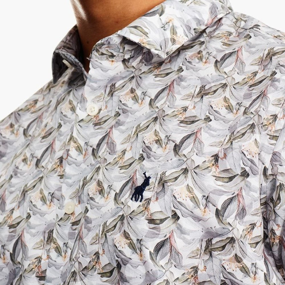 Polo Mens Floral Printed Short Sleeve Shirt In Aqua