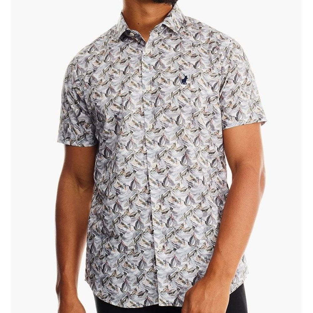 Polo Mens Floral Printed Short Sleeve Shirt In Aqua