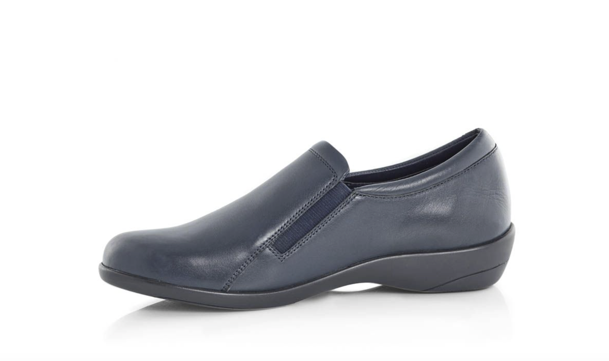 Green Cross Ladies Side Zip Slip On Shoes In Navy