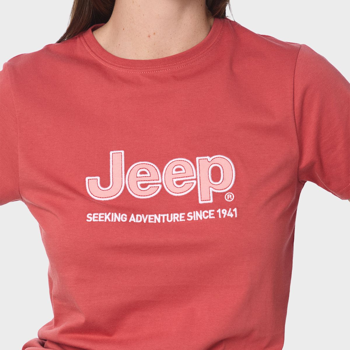 Jeep Womens Organic Applique T-Shirts in Orange