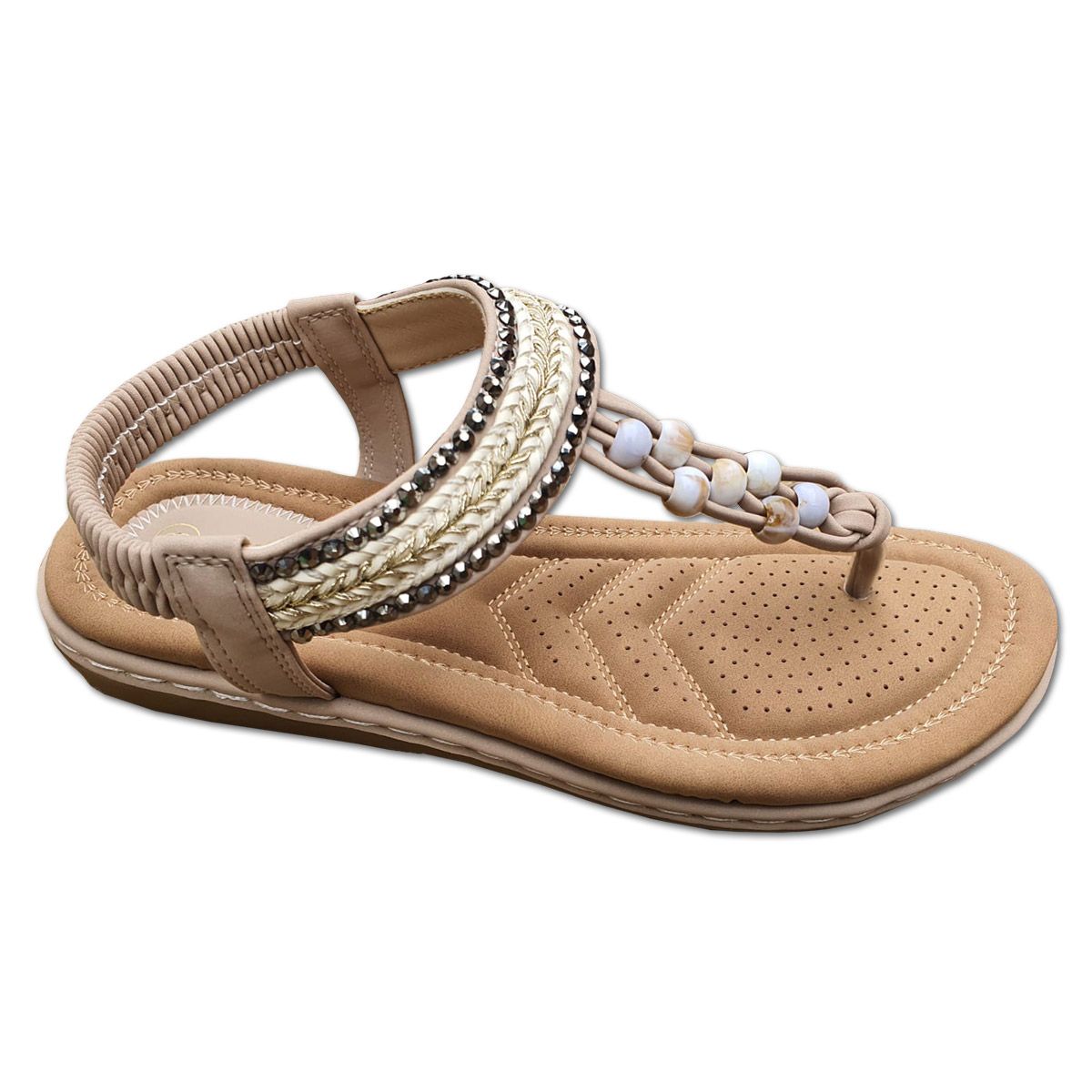 Foot Flex Ladies Sandals In Beige