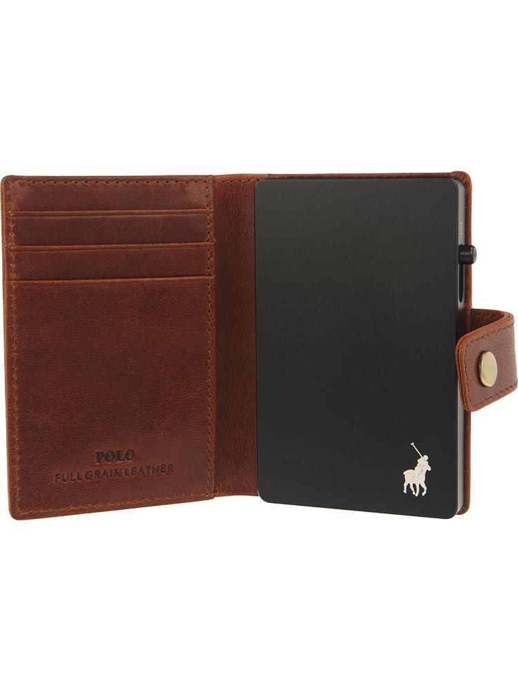 Polo Mens Metal Pop Up Card Holder In Brown