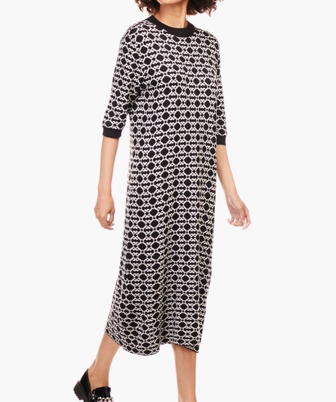 Polo Womens Yumna Monogram Knitted Dress In Black & White