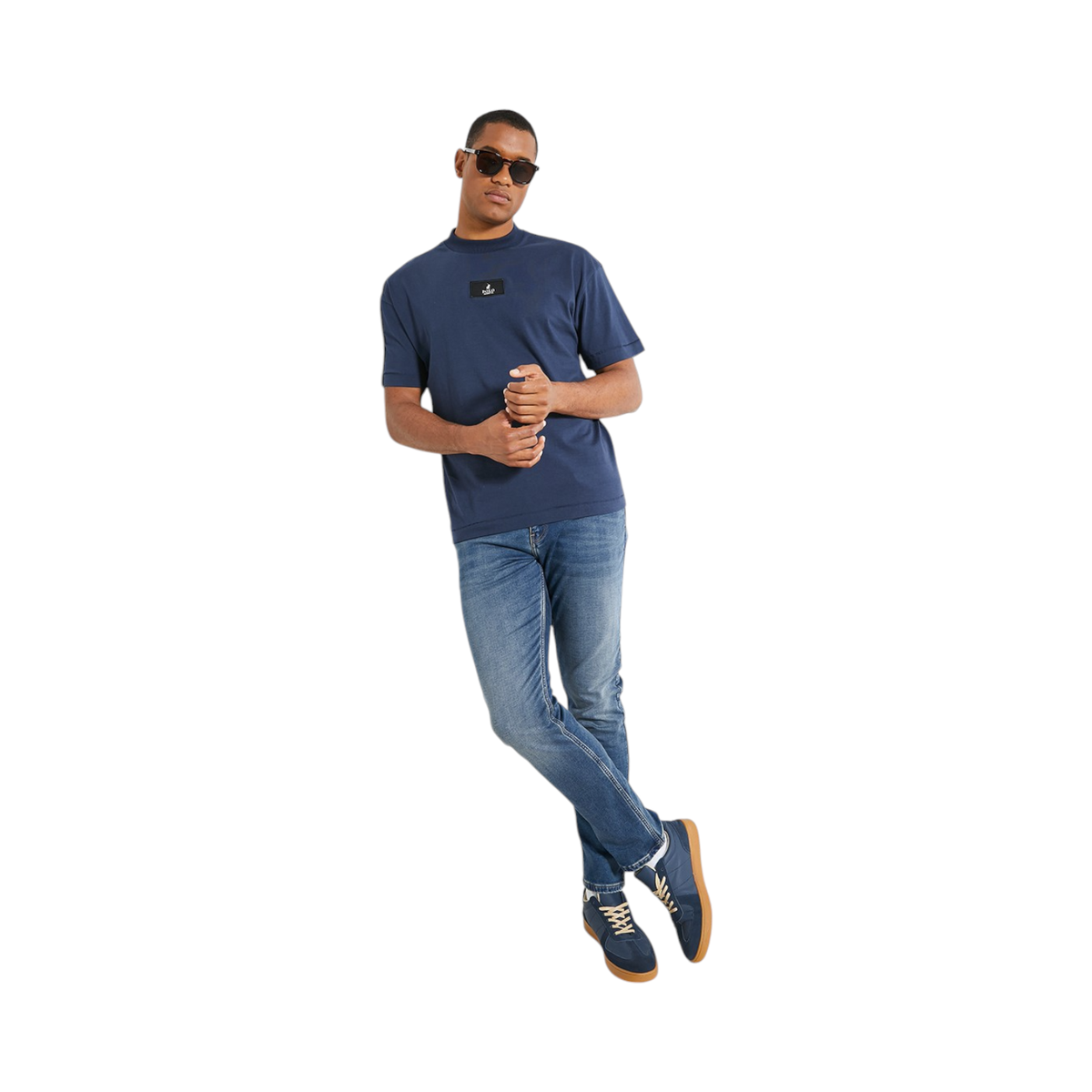 Polo Mens Knitted Slim Leg Denim Medium Wash