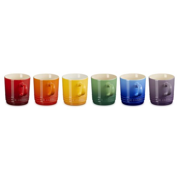 Le Creuset Rainbow Set of 6 Cappuccino Mug In Rainbow