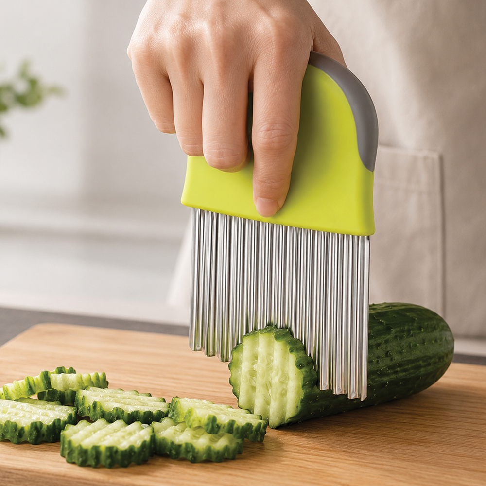 Creative Cooking Crinkle Chip Cutter In Green