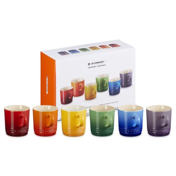 Le Creuset Rainbow Set of 6 Cappuccino Mug In Rainbow