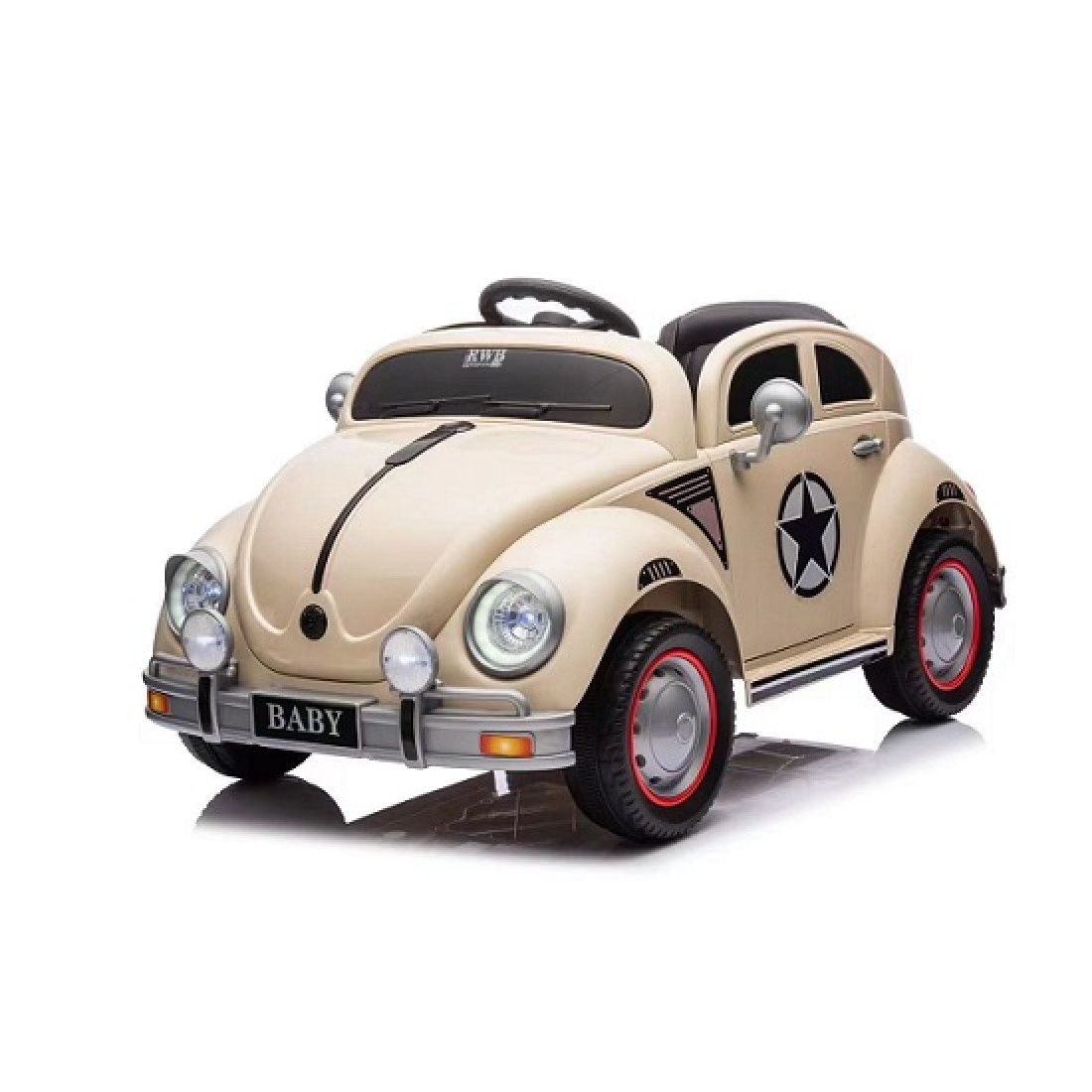 Electric Ride On Beetle Style Play Car In Beige