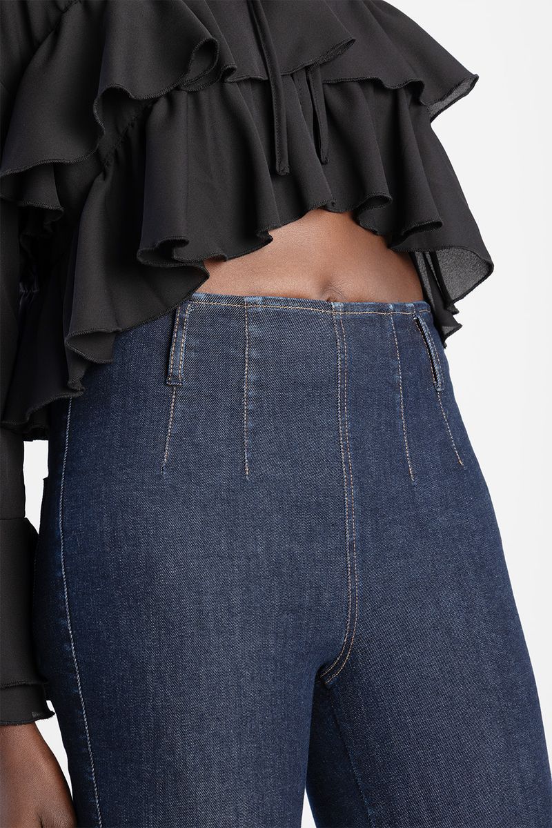 Sissyboy Ladies High Waist Deep Blue Flat Front Skinny Desiz Jean