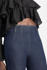 Sissyboy Ladies High Waist Deep Blue Flat Front Skinny Desiz Jean