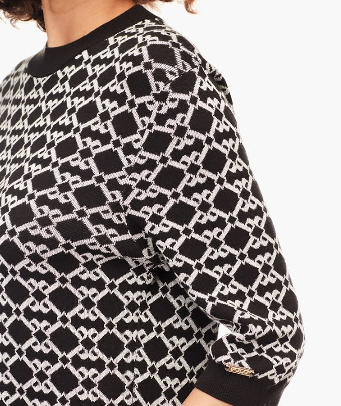 Polo Womens Yumna Monogram Knitted Dress In Black & White