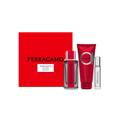 Ferragamo Red Leather Coffret Gift Set For Men