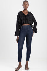 Sissyboy Ladies High Waist Deep Blue Flat Front Skinny Desiz Jean