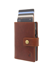 Polo Mens Metal Pop Up Card Holder In Brown
