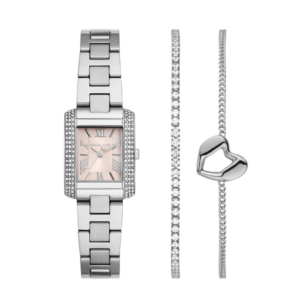 Michael Kors Womens Emery Watch & Bracelet Set In Silver
