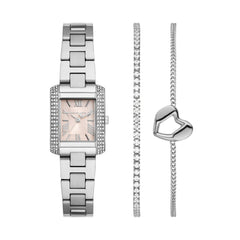 Michael Kors Womens Emery Watch & Bracelet Set In Silver