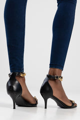 Sissy Boy Chain Vamp Heeled Sandal In Black