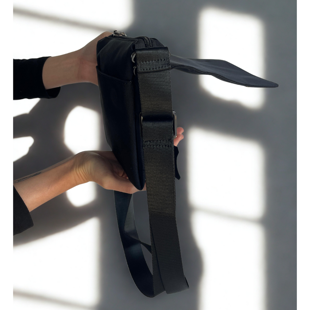 Lefel Balistic Nylon Mini Sling Bag In Black