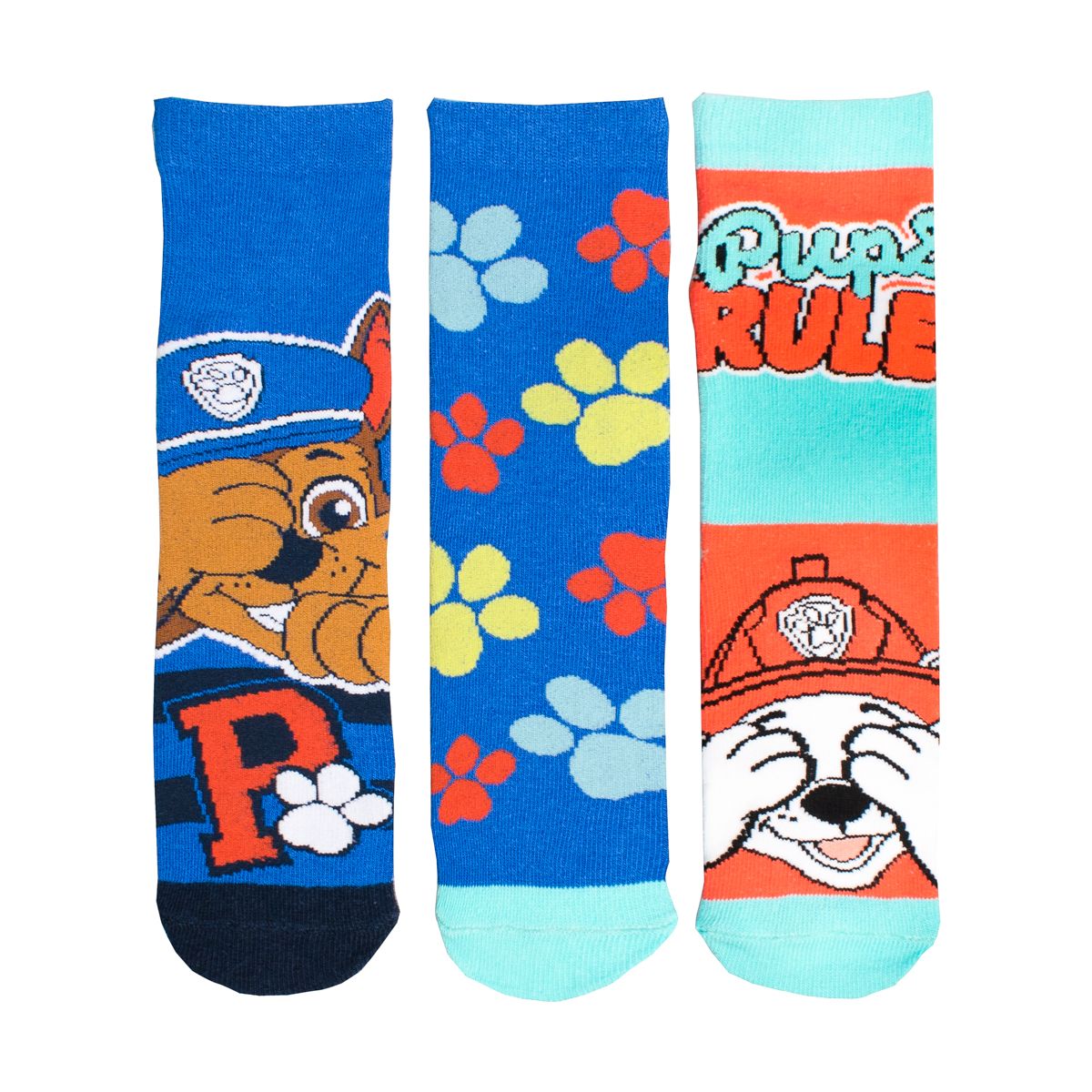 Character Group Boys Paw Patrol 3 Pack Crew Socks In Blue Multi