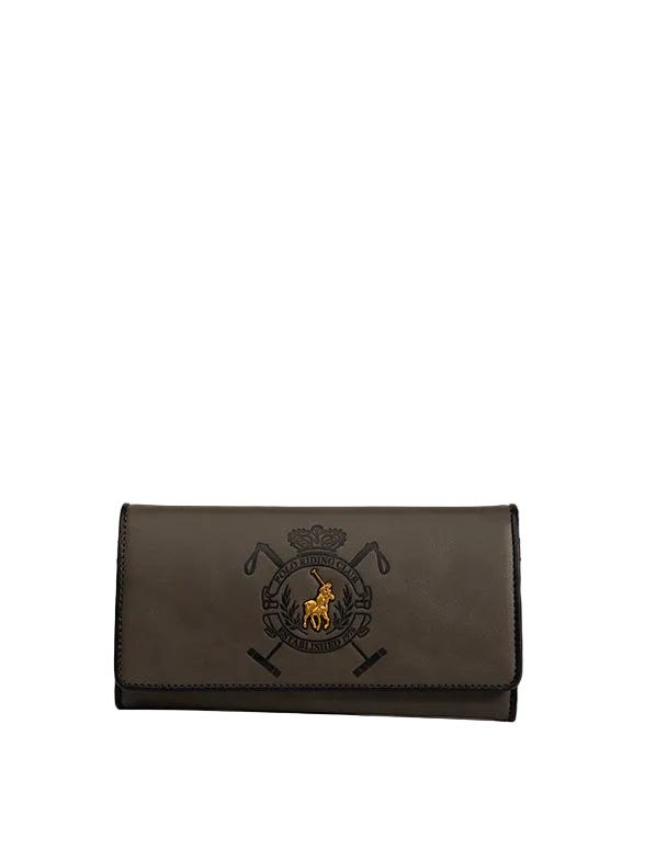 Polo Womens Ascot Slim Trifold Purse In Dark Grey
