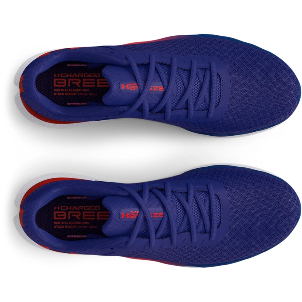 Under Armour Mens Charged Breeze Sneakers In Blue/White/Orange