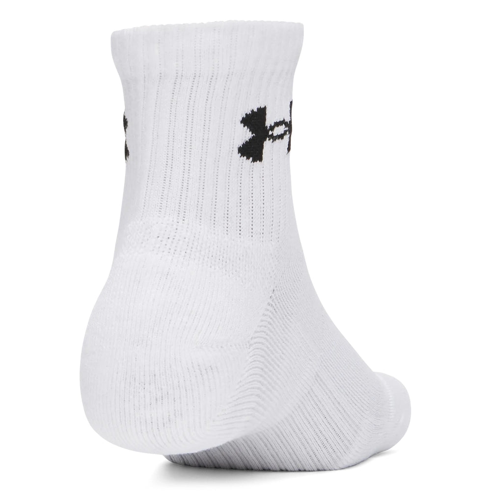 Under Amour Performance Cotton 3 Pack Quarter Socks In White