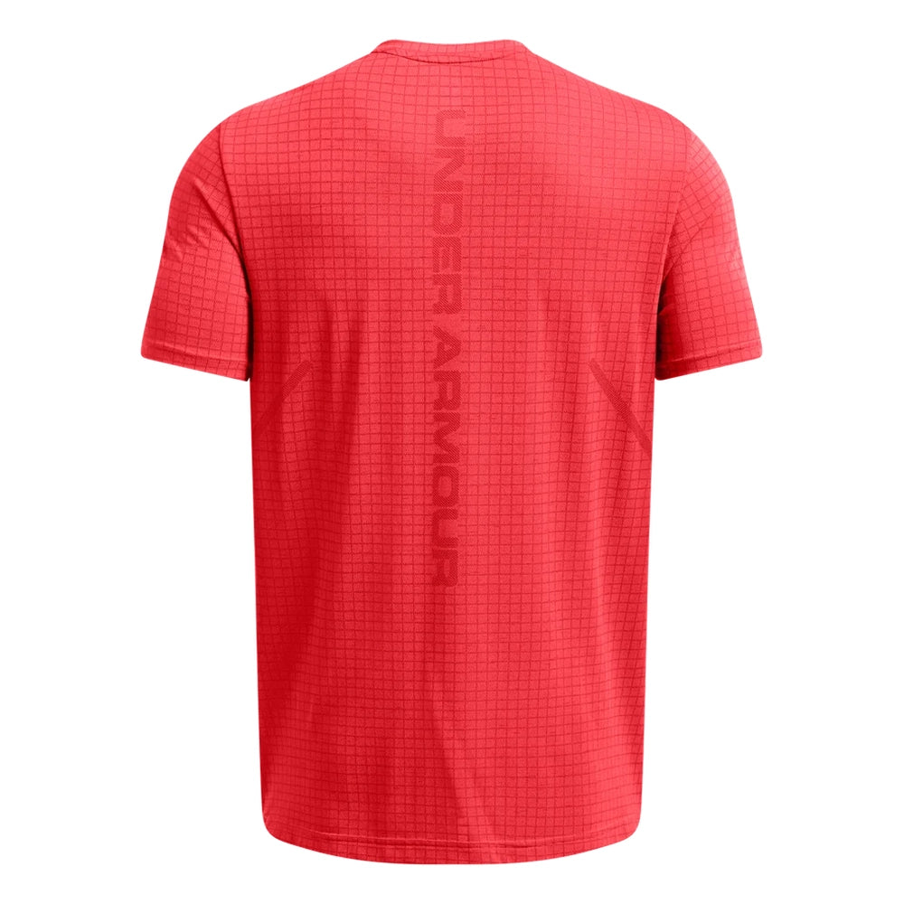 Under Armour Mens Seamless Grid Short Sleeves T-Shirt In Red