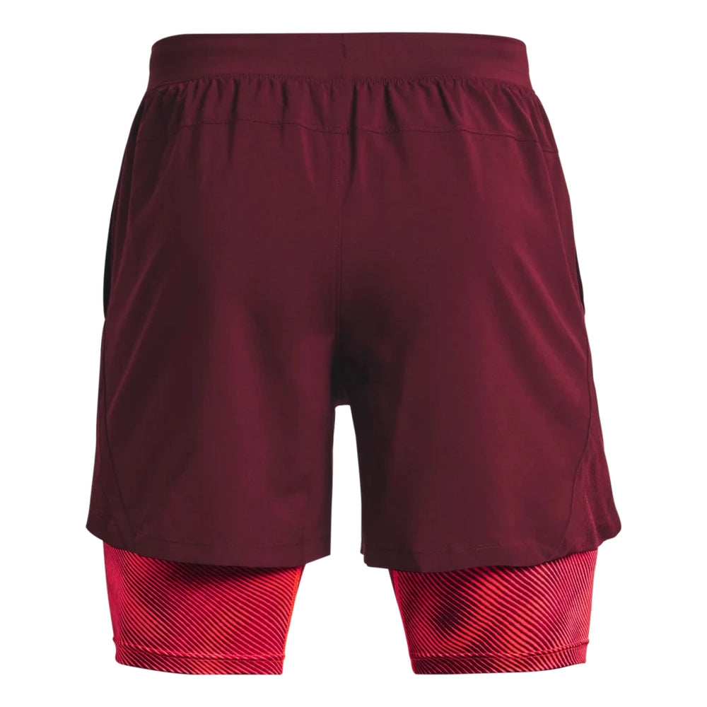 Under Armour Mens Launch 5" 2-In-1 Short In Maroon Multi