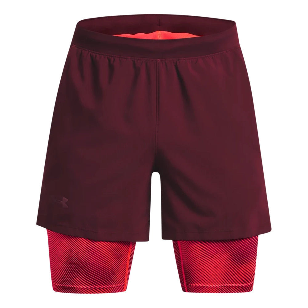 Under Armour Mens Launch 5" 2-In-1 Short In Maroon Multi