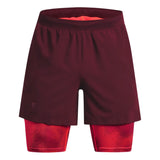 Under Armour Mens Launch 5" 2-In-1 Short In Maroon Multi