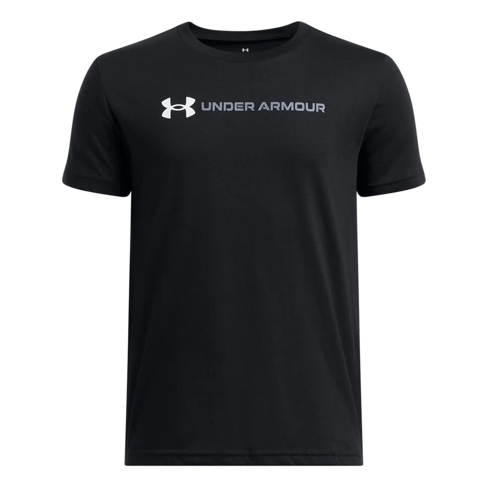 Under Armour Boys Logo Wordmark Short Sleeves T-Shirt In Black