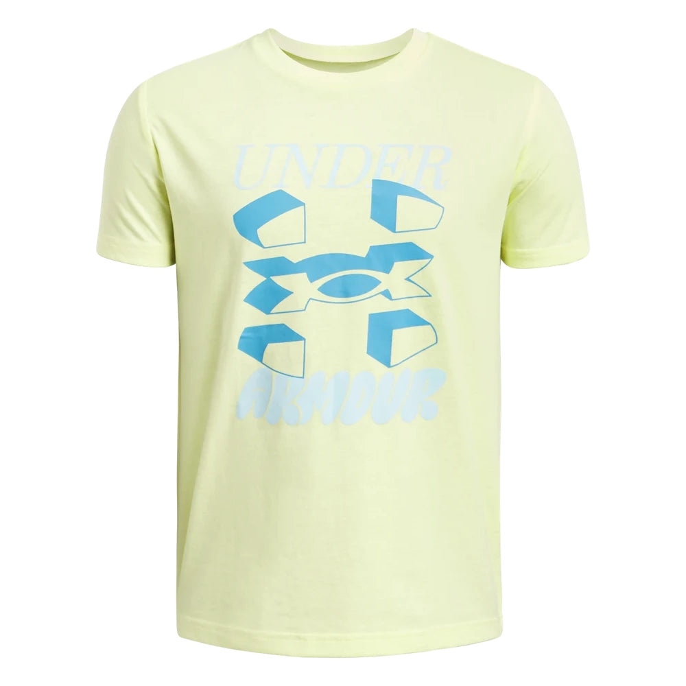 Under Armour Boys Split Logo Short Sleeves T-Shirt In Sonic Yellow