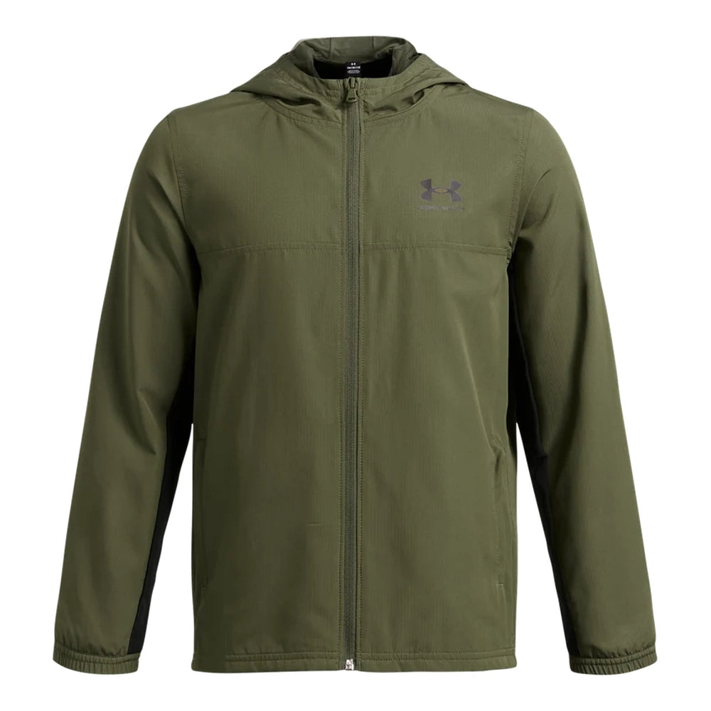 Under Armour Boys Rival Woven Jacket In Olive