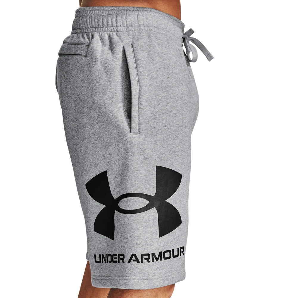 Under Armour Mens Rival Fleece Big Logo Shorts In Grey