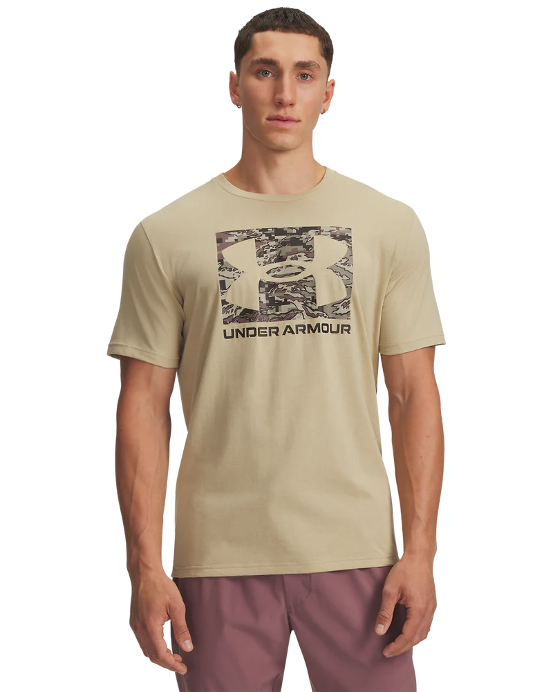 Under Armour Mens ABC Camo Boxed Logo T-Shirts In Beige