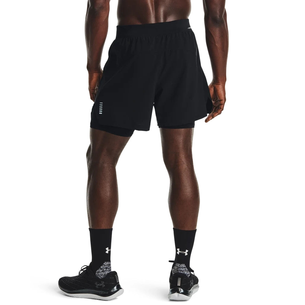 Under Armour Mens Iso Chill Run 2 In 1 Shorts In Black