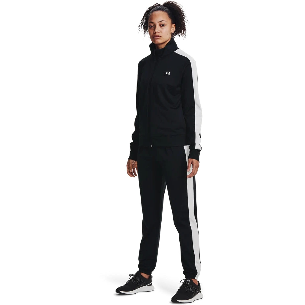 Under Armour Womens Tricot Tracksuit In Black & White