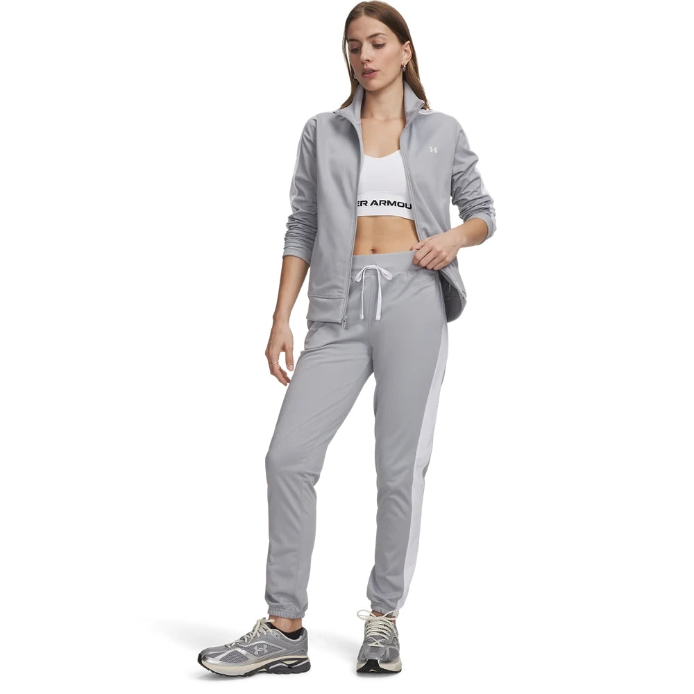 Under Armour Womens Tricot Tracksuit In Light Grey