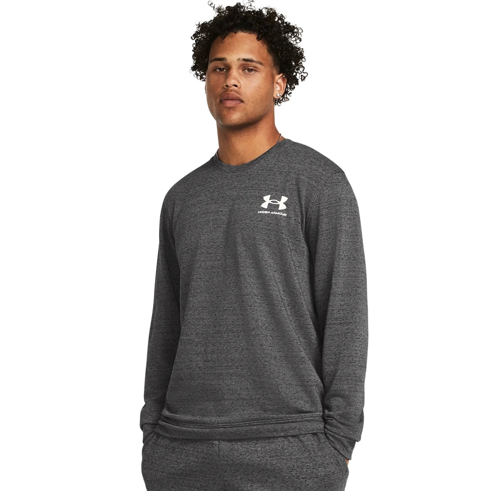 Under Armour Mens Rival Terry Long Sleeves Crew T-Shirt In Grey
