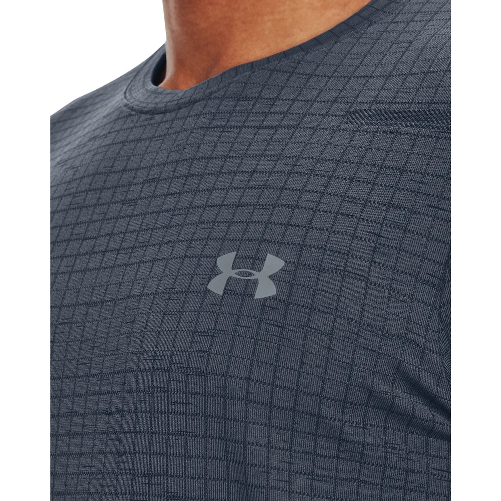 Under Armour Mens Seamless Grid Short Slleves T-Shirt In Downpour Gray
