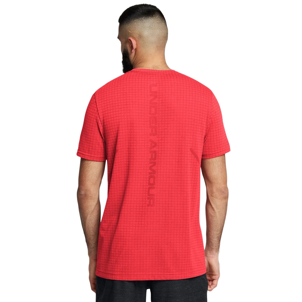 Under Armour Mens Seamless Grid Short Sleeves T-Shirt In Red