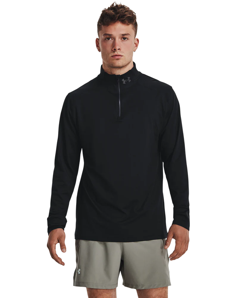 Under Armour Mens Qualifier Armourlifier Run 1/4 Zip T-Shirt In Black