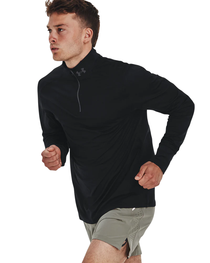 Under Armour Mens Qualifier Armourlifier Run 1/4 Zip T-Shirt In Black