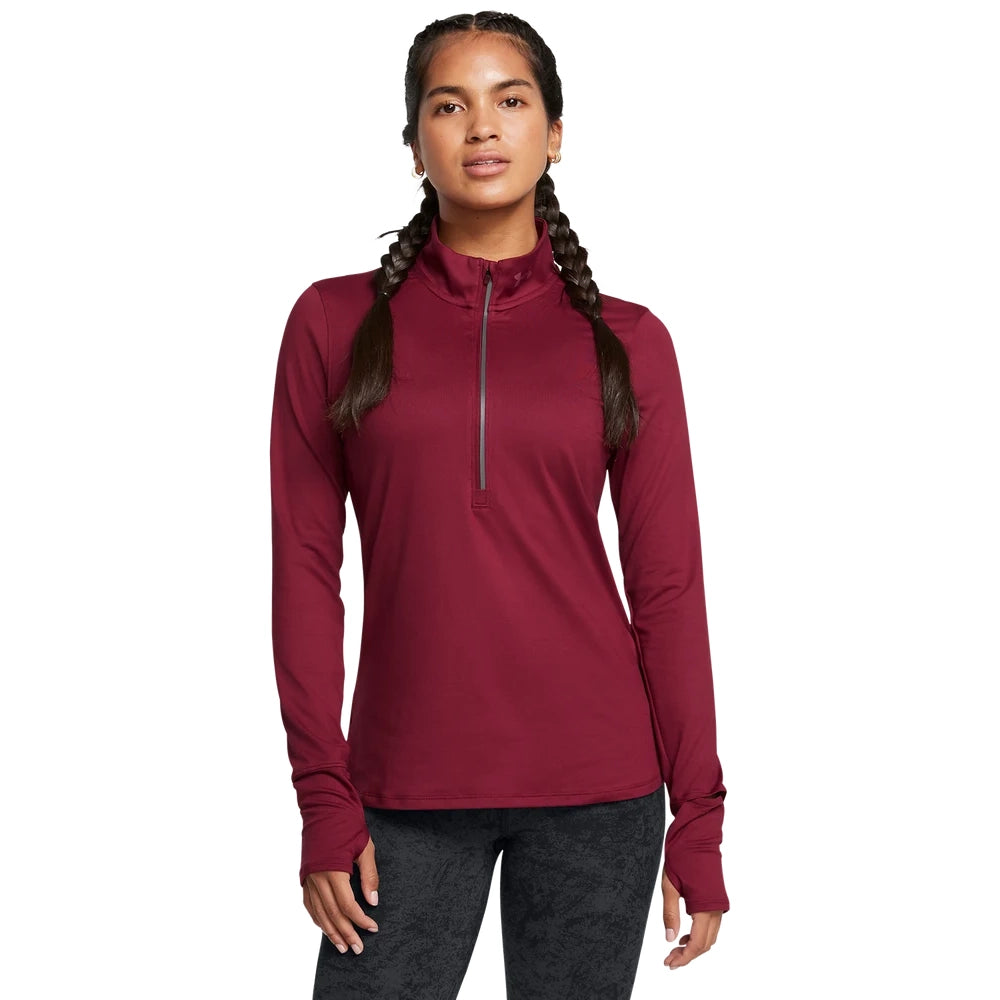 Under Armour Womens Qualifier Run ½ Zip T-Shirt In Maroon